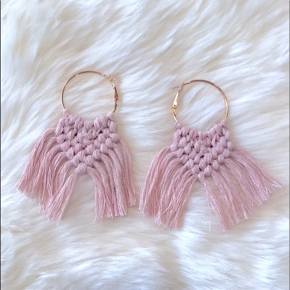 🆕Super Cute Trendy Woven Macrame Fancy Hoop Earrings Lightweight In Many Colors - Picture 3 of 16